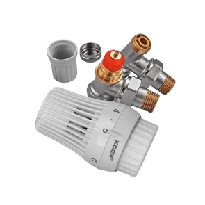 Комплект для подключения радиатора Koer SET-23 - 1/2'' угловой с термоголовкой, кликовый крепеж (KR №2