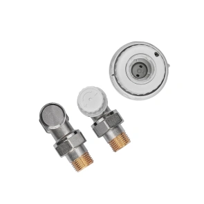 Комплект для подключения радиатора Koer SET-23 - 1/2'' угловой с термоголовкой, кликовый крепеж (KR №4