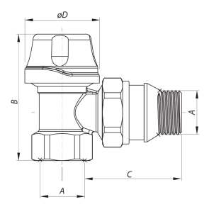 Кран термостатичний кутовий 1/2" Koer KR.921-GI (KR2682) №2