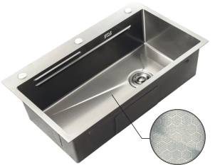 Мойка Zerix ZH7545-SET-05 DECOR NANO-SILVER (3.0/0.8) с нерж. стали, комплект (нержавейка) (ZM5584) №5