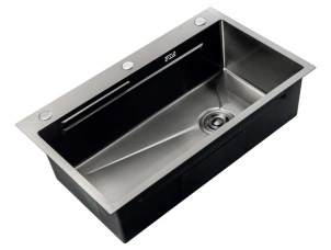 Мойка Zerix ZH7545-SET-05 NANO-BLACK (3.0/0.8) с нерж. стали, комплект (графит) (ZM5581) №4