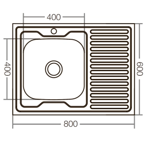 Кухонная мойка накладная ZerixZ8060L-06-160E (Satin) (ZX1616) №2
