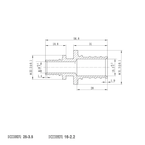 Муфта соединительная переходная Koer KA.С16-25 - 16(2.2mm) x 25(3.5mm) (KR4859) №2