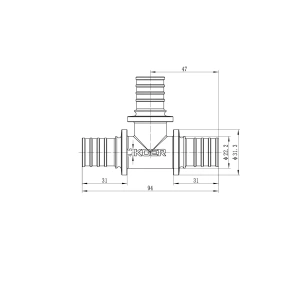 Тройник равнопроходной Koer KA.T25 -25(3.5mm) x25(3.5mm) x 25(3.5mm) (KR4886) №2