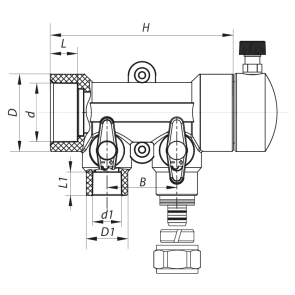 Колектор розподільний 2-way з фітингом Koer K0190.PRO - 40x20 PPR (KP2555) №2