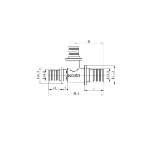 Трійник перехідний Koer KA.T25-20-20 - 25(3.5mm) x 20(2.8mm) x 20(2.8mm) (KR4891) №2