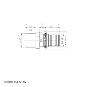 Перехідник з НР Koer KA.A06M-20 - 20(2.8mm) x 1/2"M (KR4851) №2