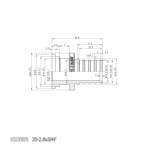 Переходник с накидной гайкой под плоское уплотнение Koer KA.A08F-20S - 20(2.8mm) x 3/4"F (KR4867) №5