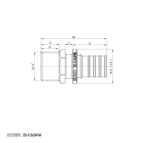 Перехідник з НР Koer KA.A08M-25 - 25(3.5mm) x 3/4"M (KR4853) №2