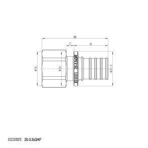 Переходник с ВР Koer KA.A08F-25 - 25(3.5mm) x 3/4"F (KR4865) №3