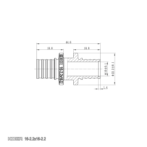 Муфта сполучна рівнопрохідна Koer KA.С16 - 16(2.2mm) x 16(2.2mm) (KR4855) №2