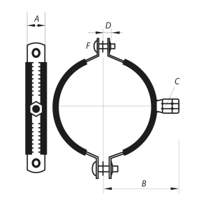 Хомут трубний оцинкований Koer KC.20 4" (110-118) (без анкера) чорний (KR2802) №2