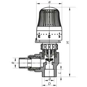 Кран термостатичний з термоголовкою кутовий 25x3/4 PPR Koer K0154.PRO (KP0196) №2