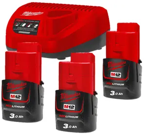 Акумулятор Li-Ion MILWAUKEE, M12 NRG-303 (+ заряд.пристрій, 3 акум.Х 3Аг) №1