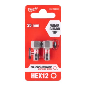 Бита SHOCKWAVE MILWAUKEE, Hex12, 25мм, (2шт) №1