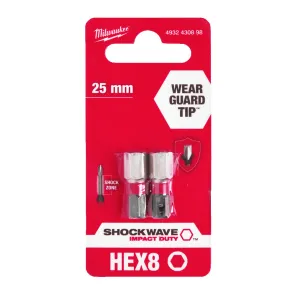 Бита SHOCKWAVE MILWAUKEE, Hex8, 25мм, (2шт) №1