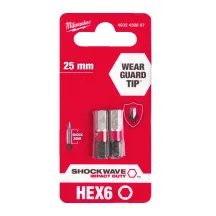 Бита SHOCKWAVE MILWAUKEE, Hex6, 25мм, (2шт)