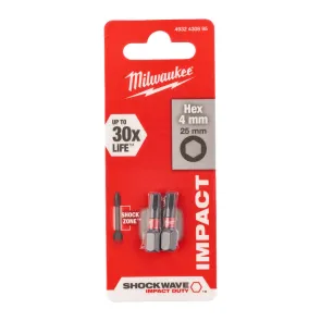 Біта SHOCKWAVE MILWAUKEE, Hex4, 25мм, (2шт) №1
