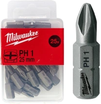 Бита MILWAUKEE, PH1, 25мм, (25шт)