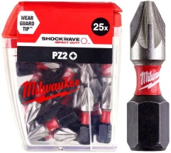 Бита SHOCKWAVE MILWAUKEE, PZ2, 25мм, (25шт)