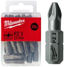 Бита MILWAUKEE, PZ3, 25мм, (25шт), пластиковая коробка