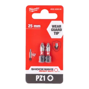 Біта SHOCKWAVE MILWAUKEE, PZ1, 25мм, (2шт) №1