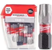 Бита SHOCKWAVE MILWAUKEE, TX40, 25мм, (25шт)