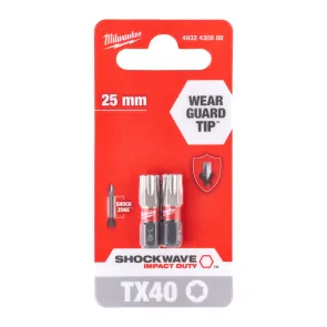Бита SHOCKWAVE MILWAUKEE, TX40, 25мм, (2шт) №1