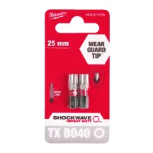 Бита SHOCKWAVE MILWAUKEE, TX BO40, 25мм, (2шт)