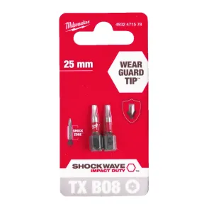 Біта SHOCKWAVE MILWAUKEE, TX BO8, 25мм, (2шт) №1
