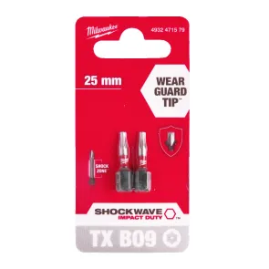 Бита SHOCKWAVE MILWAUKEE, TX BO9, 25мм, (2шт) №1