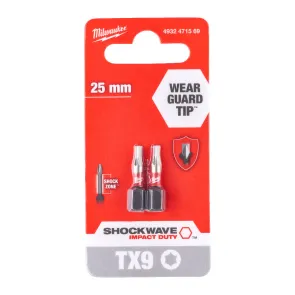 Бита SHOCKWAVE MILWAUKEE, TX9, 25мм, (2шт) №1
