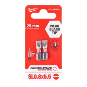 Бита SHOCKWAVE MILWAUKEE, SL0, 8x5, 5, 25мм, (2шт) №1
