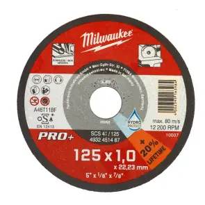 Диск отрезной по металлу MILWAUKEE, SCS 41/125х1 PRO+, 125мм №1