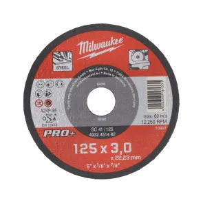 Диск відрізний по металу MILWAUKEE, SC 41/125х3 PRO+, 125мм №1