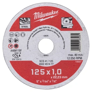 Диск отрезной по металлу MILWAUKEE, SCS 41/125х1, диаметр 125 мм №1