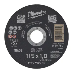 Диск отрезной по металлу MILWAUKEE, SCS 41/115x1, диаметр 125мм NEW №1