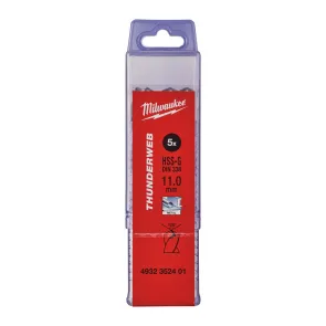 Сверло по металлу THUNDERWEB HSS-G MILWAUKEE DIN338, диаметр 11,0 x 142 мм, (5шт) №1