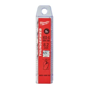 Сверло по металлу THUNDERWEB HSS-G MILWAUKEE DIN338, диаметр 8,2x117мм, (5шт) №1