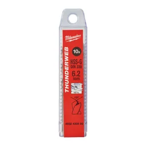 Сверло по металлу THUNDERWEB HSS-G MILWAUKEE DIN338, диаметр 6,2 x 101 мм (10шт) №1