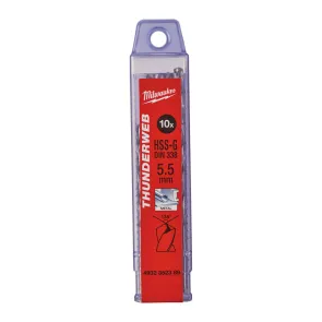 Сверло по металлу THUNDERWEB HSS-G MILWAUKEE DIN338, диаметр 5.5 x 93 мм, (10шт) №1
