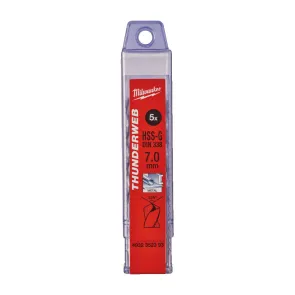 Сверло по металлу THUNDERWEB HSS-G MILWAUKEE DIN338, диаметр 7,0 х 109 мм, (5шт) №1