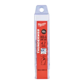 Сверло по металлу THUNDERWEB HSS-G MILWAUKEE DIN338, диаметр 4,7 х 80 мм, (10шт) №1