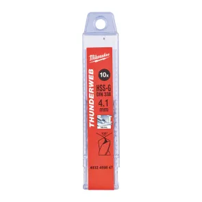 Сверло по металлу THUNDERWEB HSS-G MILWAUKEE DIN338, диаметр 4,1х75мм, (10шт) №1