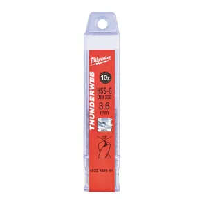 Сверло по металлу THUNDERWEB HSS-G MILWAUKEE DIN338, диаметр 3,6 х 70 мм, (10шт) №1