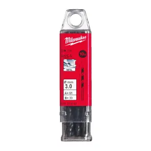 Сверло по металлу HSS-R MILWAUKEE DIN338, диаметр 3,0 мм, (10шт) №1