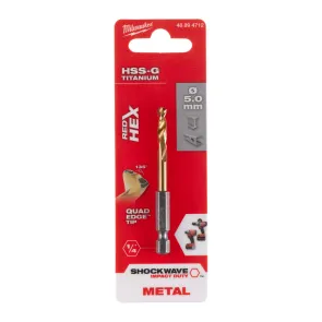 Сверло по металлу RedHEX HSS-G TiN MILWAUKEE, диаметр 5,0 мм №1