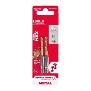 Сверло по металлу RedHEX HSS-G TiN MILWAUKEE, диаметр 3.2 мм (2шт) №1