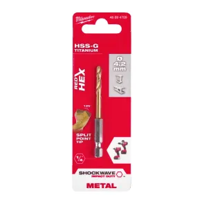 Сверло по металлу RedHEX HSS-G TiN MILWAUKEE, диаметр 4.2 мм №1