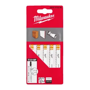 Полотна Для лобзика T101BF Bi-Metal MILWAUKEE, 75мм/ шаг зуба 4, (5шт), (древесина, Чистый рез) №1